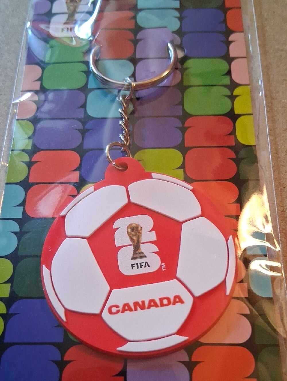 FIFA 26 Canada Soccer Ball Keychain - Red & White